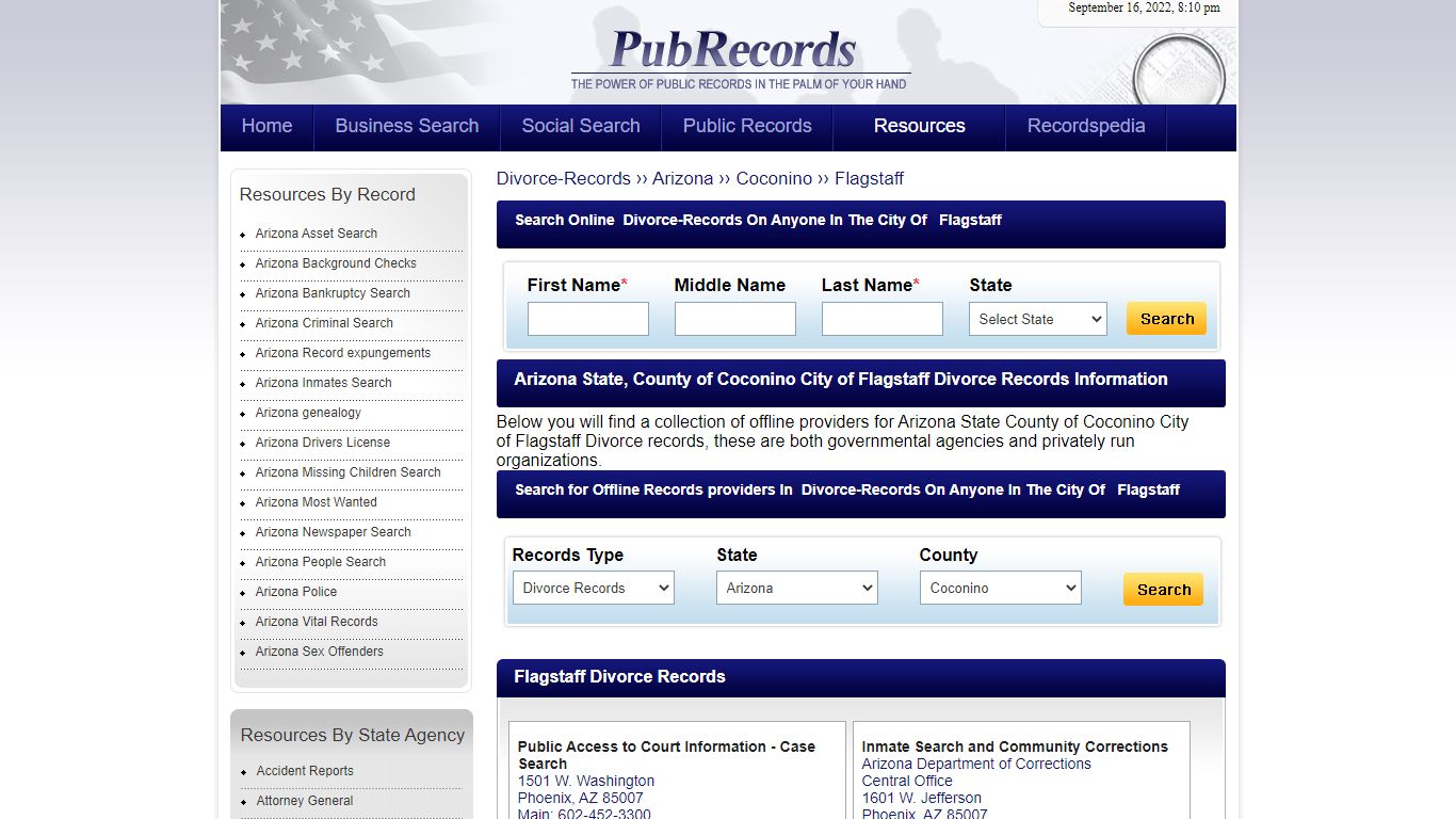 Flagstaff, Coconino County, Arizona Divorce Records - Pubrecords.com