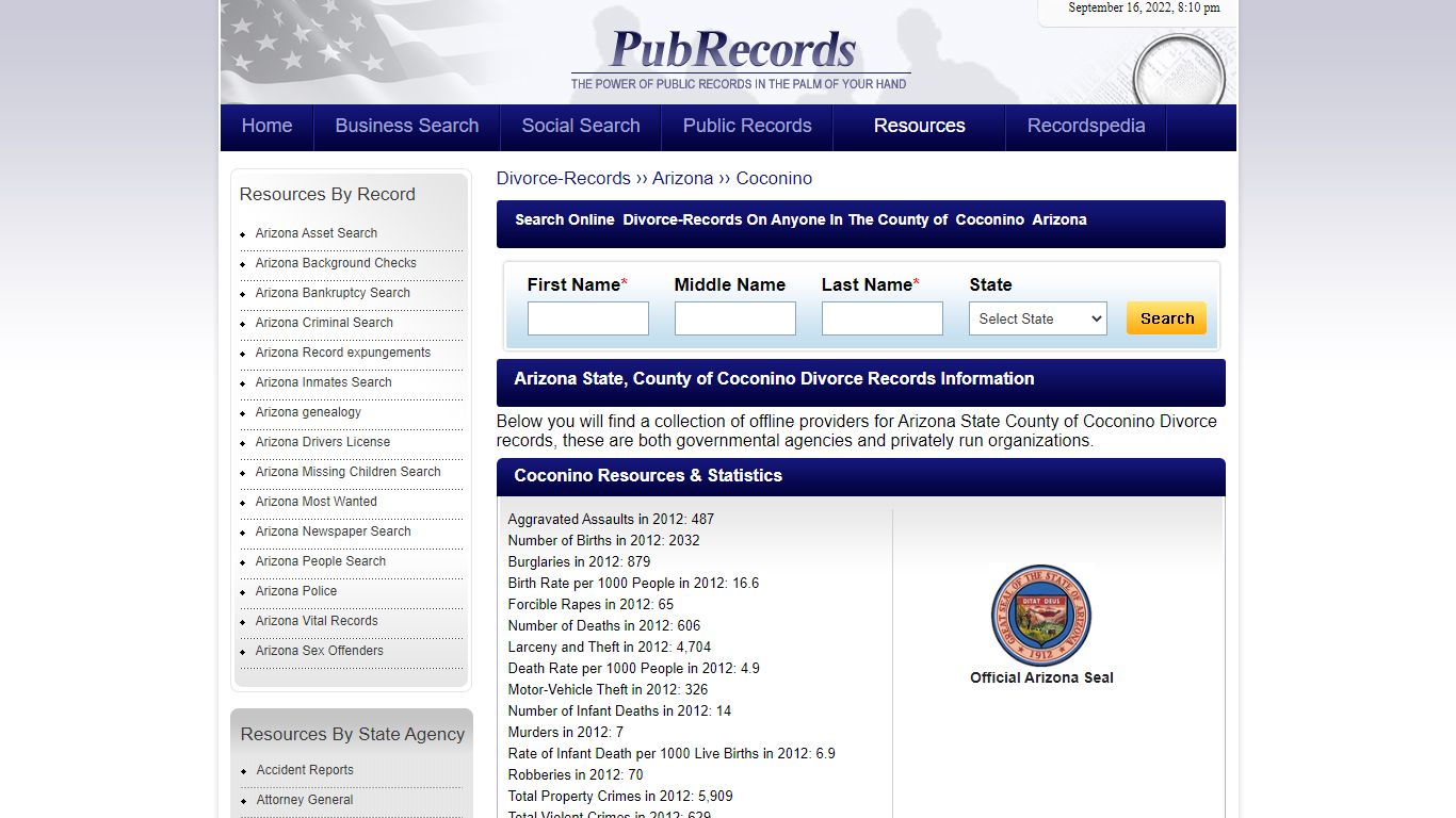 Coconino County, Arizona Divorce Records